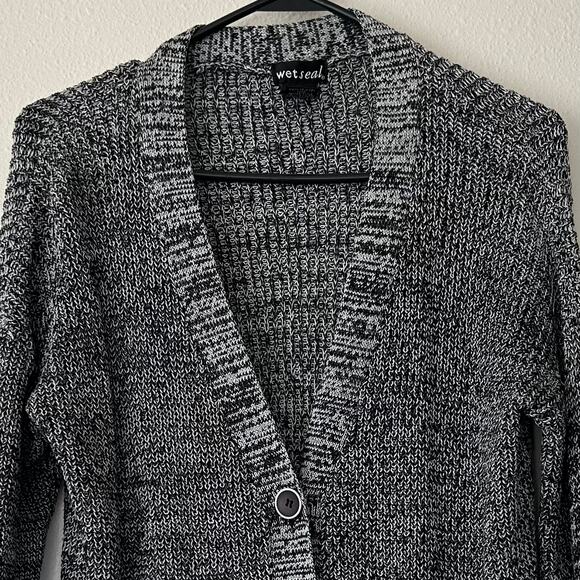 Vintage Wet Seal cardigan button up knit sweater Y2K goth grunge dark academia S - Picture 2 of 8